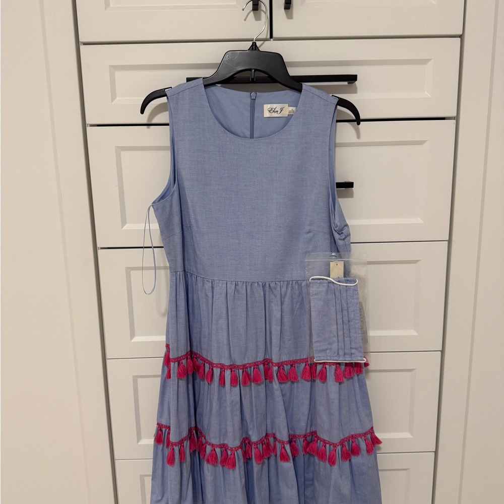 NEW Eliza J. Light Blue and Hot Pink Dress + Mask to Pair
